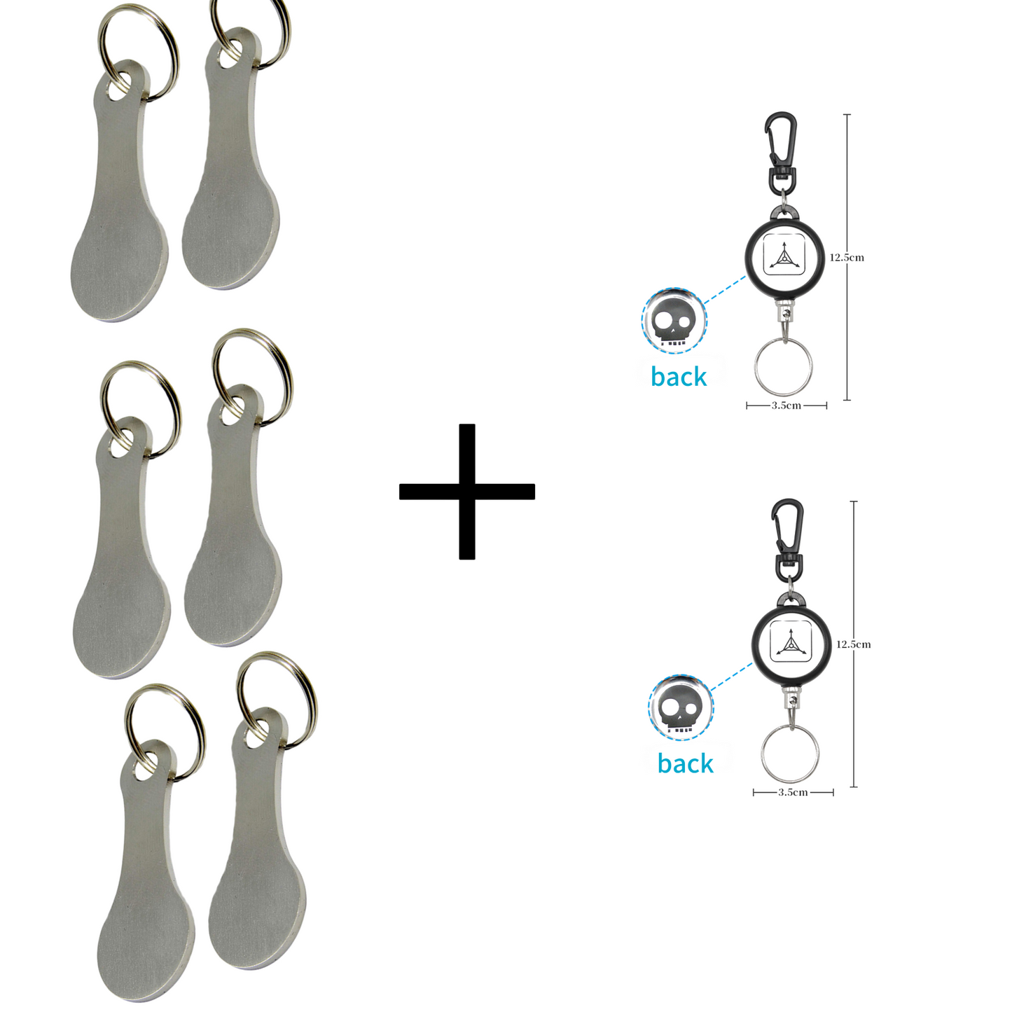 2 Pieces Stainless Steel Shopping Trolley Token Keyrings