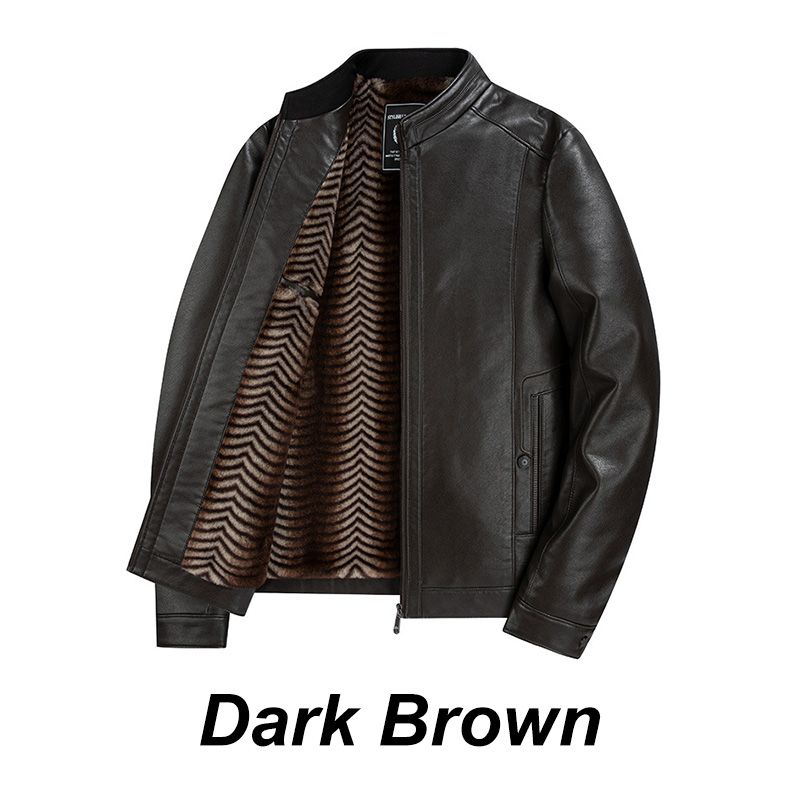 Veste en cuir chaude épaissi à la mode pour hommes