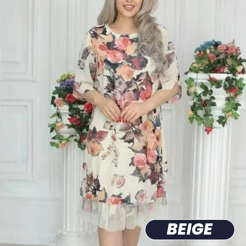 🌸Offres spéciales du printemps🌸 Robe ample élégante à imprimé roses pour femme