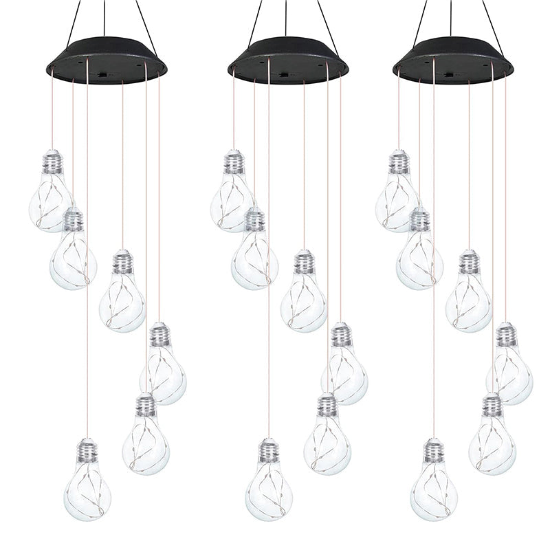 Colorful LED Solar-Powered Light Bulb Wind Chimes