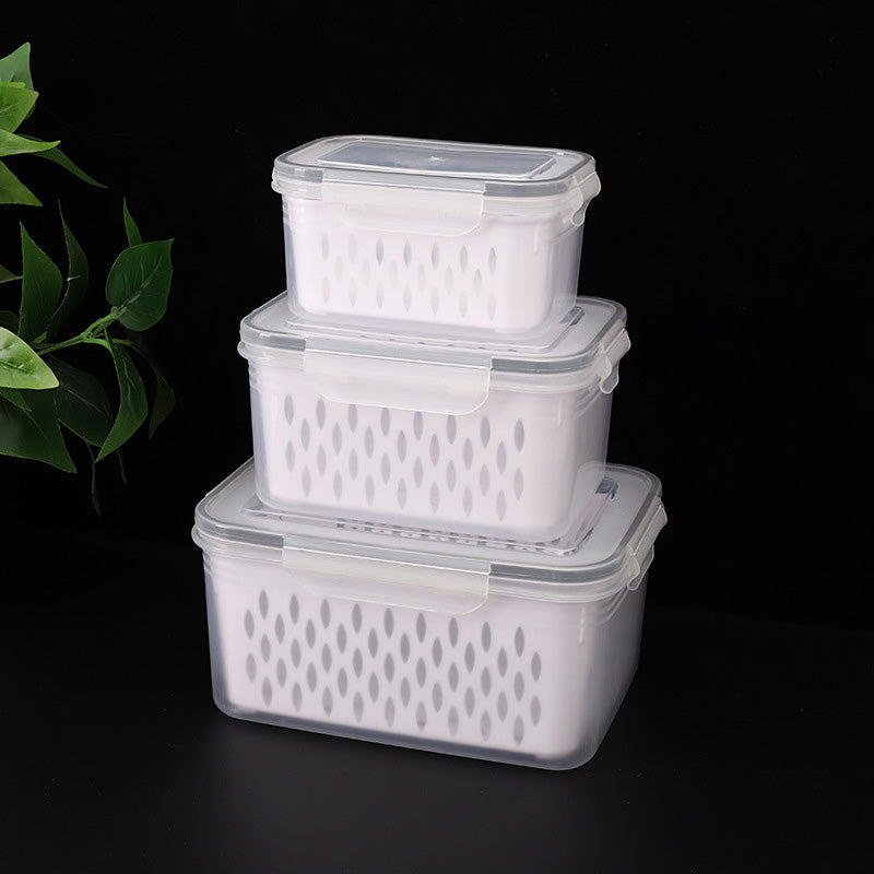 3PCS Fruit Storage Container Set for Fridge with Removable Colander