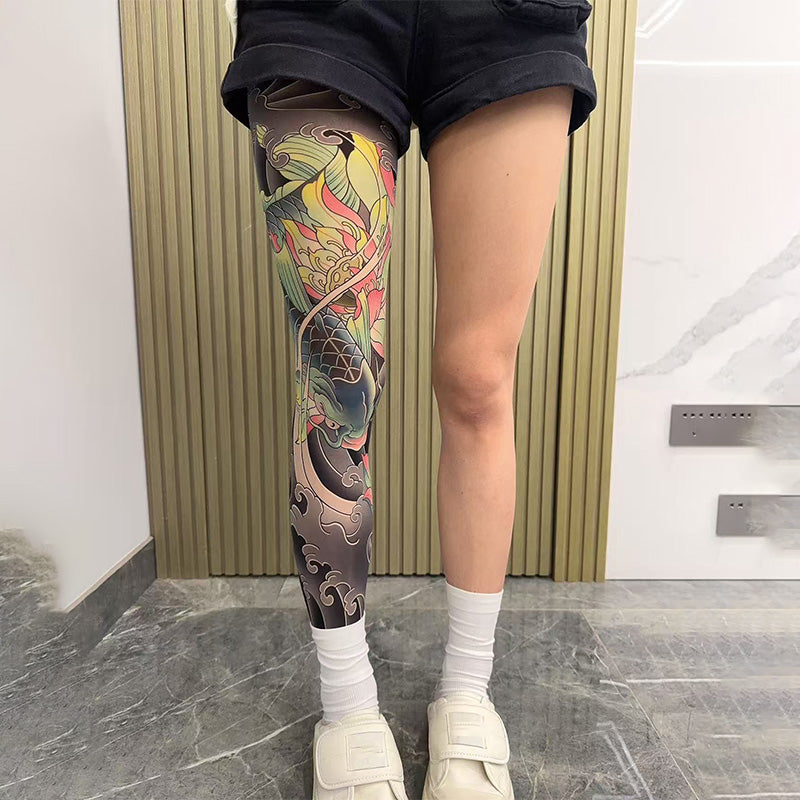 Stretchy Tattoo-Print Leg Sleeve