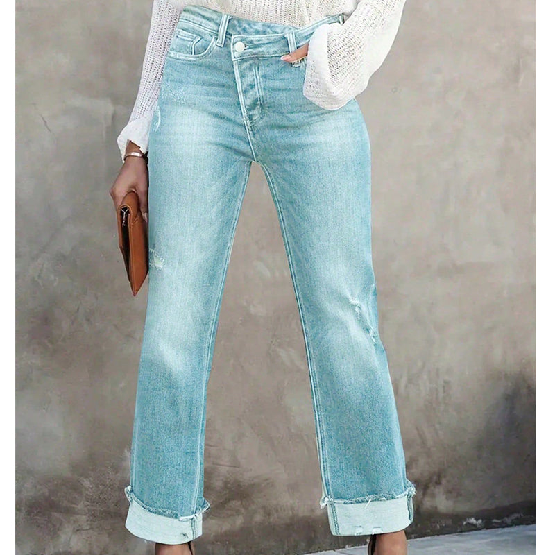 📢📢50% OFF !!⏰Women's High-Waist Straight-Leg Stretch Jeans