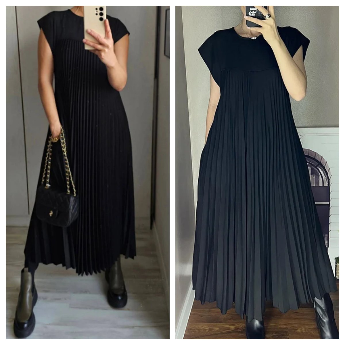 🔥Hot Sale🔥Women Pleated Simple Solid Colour Dress👗