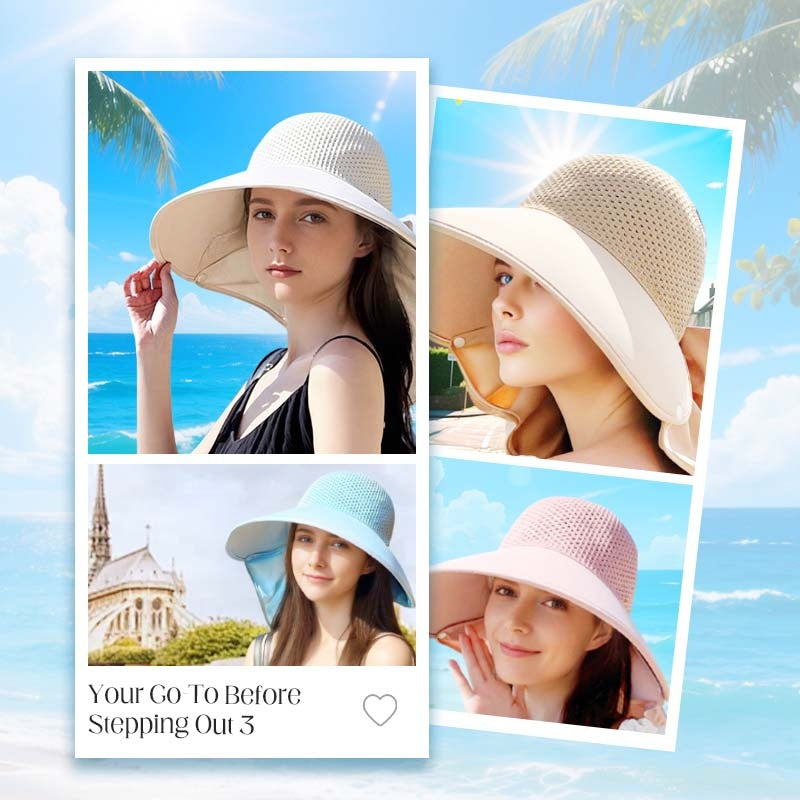 🌞2025 Summer Essentials😍 👒Wide Brim Sun Hat With Removable Neck Flap