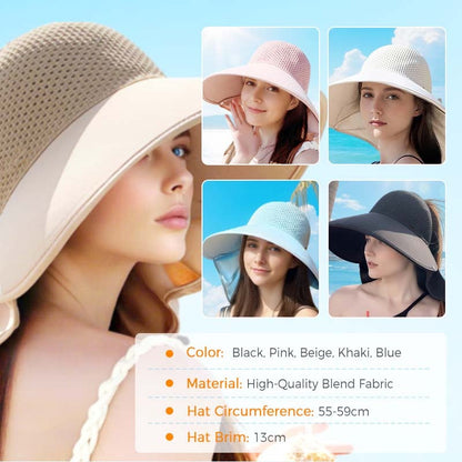 🌞2025 Summer Essentials😍 👒Wide Brim Sun Hat With Removable Neck Flap