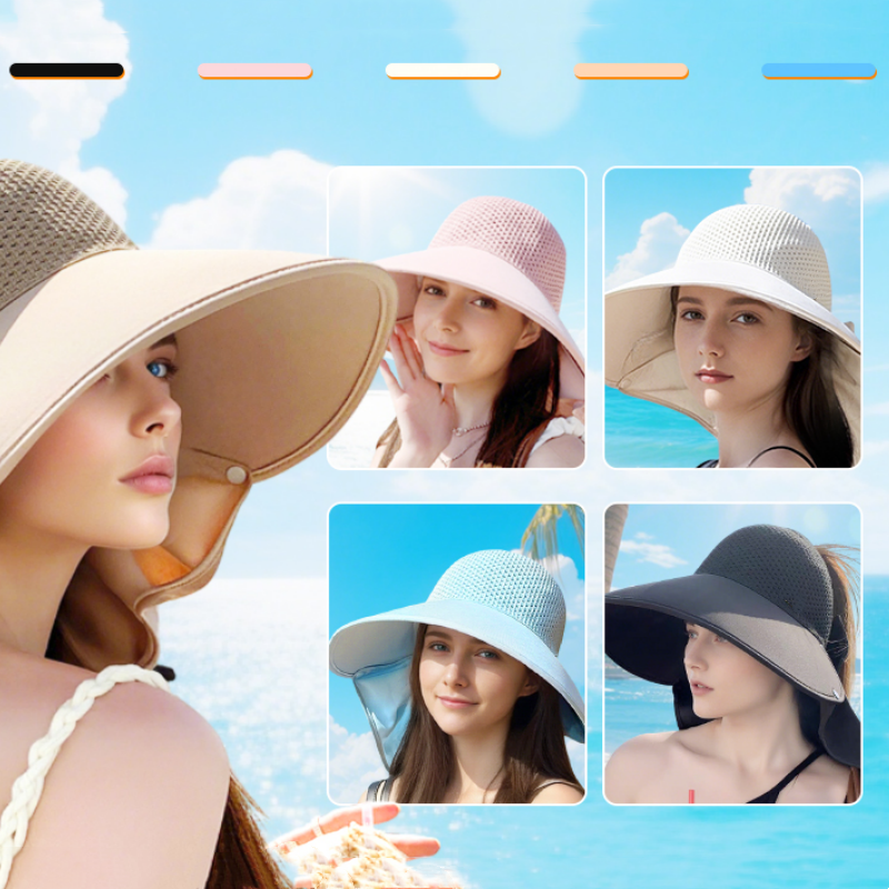 🌞2025 Summer Essentials😍 👒Wide Brim Sun Hat With Removable Neck Flap