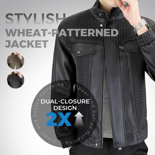 ⏰Limited Time Offer! Men's Fashion Barley-Weave Leather Jacket