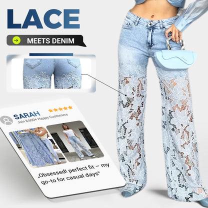 ⏰Time-limited Special-50% OFF💕👖Fashion Lace Patchwork Denim Jeans