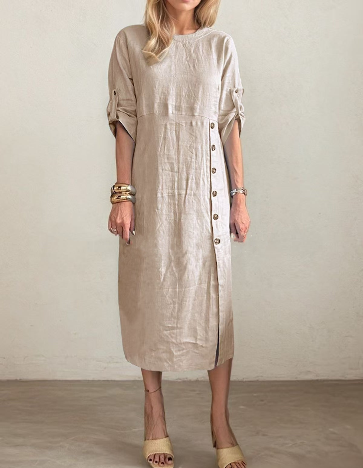 ⏳ Limited Time Hot Sale 50% OFF ✨Women's Button-Down Side Slit Maxi Dress