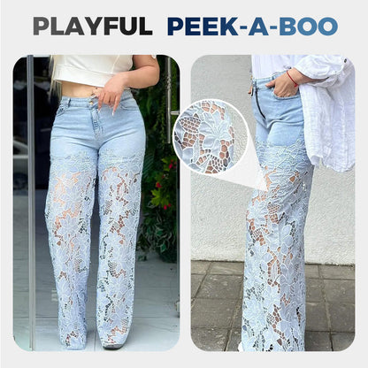 ⏰Time-limited Special-50% OFF💕👖Fashion Lace Patchwork Denim Jeans