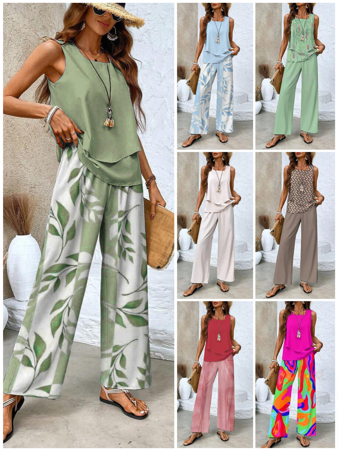 🌺Women's Trendy Print 2 Piece Outfits Sleeveless Top & Pants