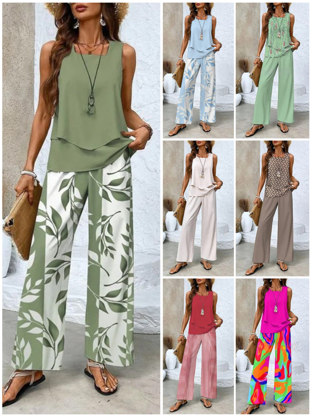 🌺Women's Trendy Print 2 Piece Outfits Sleeveless Top & Pants