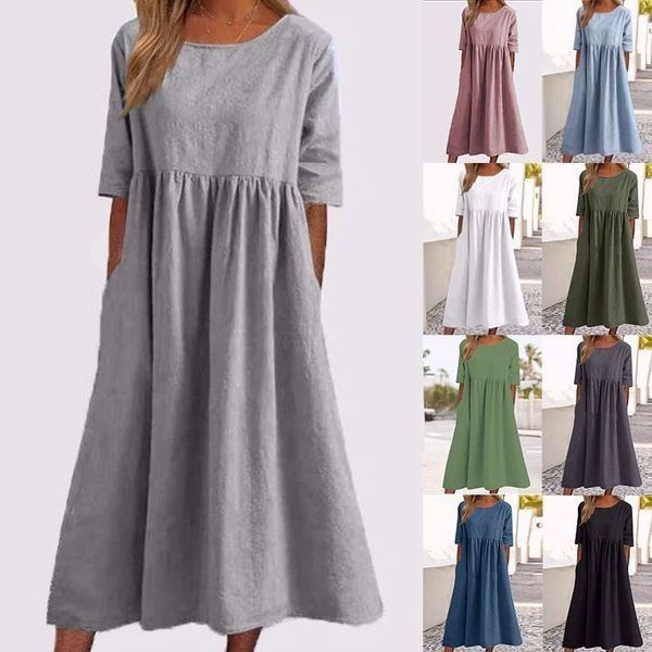 Robe de coton de poche de poche de poche extérieure de base de bases de base de bases de base pour femmes