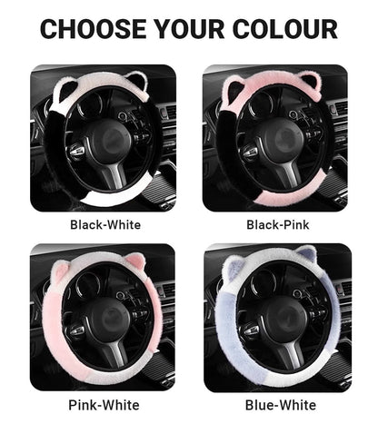 🎁 Black Friday Special Offer - 50% off🎅Universal Non-slip Soft Cute Cat Ears Plush Steering Wheel Cover