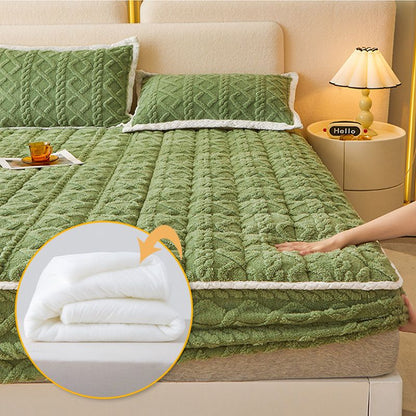 【📍Exquisite Collection📍】 WARM FITTED BED SHEET - Brushed Flannel & Deep Pocket (Up to 40cm), Non-Slip Corners for All-Season Comfort❄️🛌
