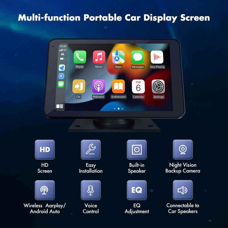 2025 Newest Portable Carplay Screen-Wide-Compatibility Multi-Device Car Infotainment System