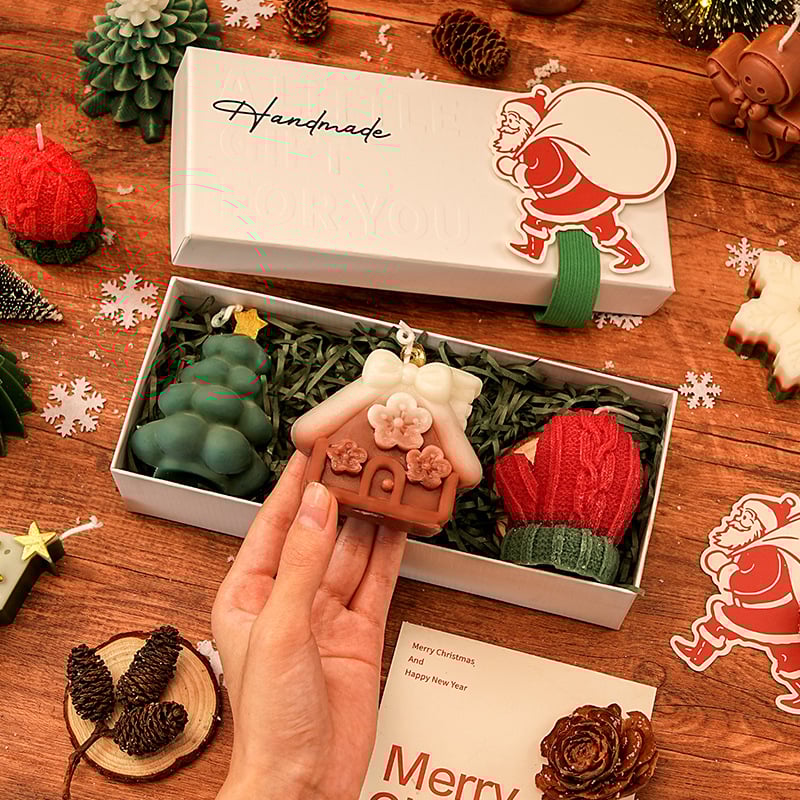 🕯️Cute Festive Scented Candles | Handmade Christmas Gift Set - Aromatherapy & Perfect Holiday Decor
