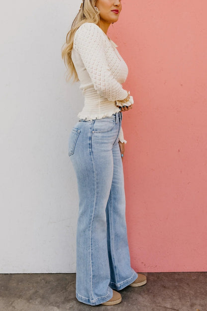 ⏰Hot Sales - 50% OFF👖High Rise Vintage Wash Tummy Control Top Straight Leg Jeans