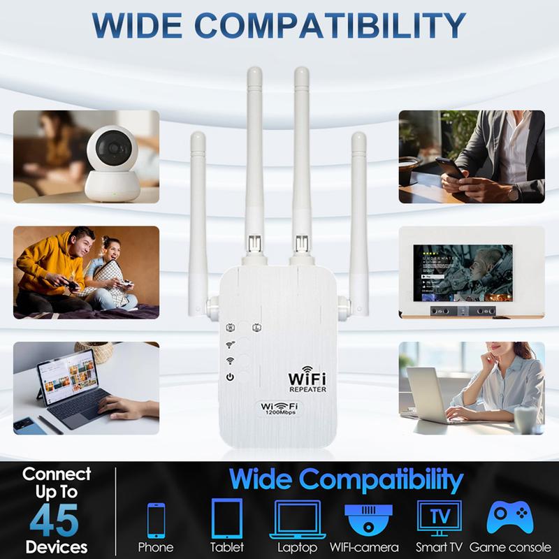 🎁Last Day Promotion 49% 🔥WiFi Extender 2025,1200Mbps Dual Band (5GHz/2.4GHz) Signal Booster, Covers 10,000 sq. ft & 50 Devices, Repeater with Ethernet Port for Home, Gifts