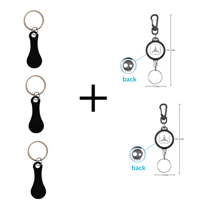 2 Pieces Stainless Steel Shopping Trolley Token Keyrings