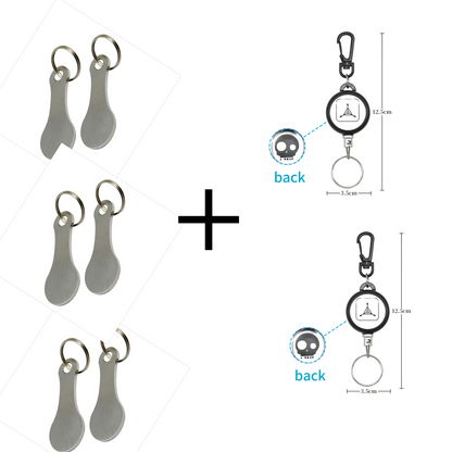 2 Pieces Stainless Steel Shopping Trolley Token Keyrings