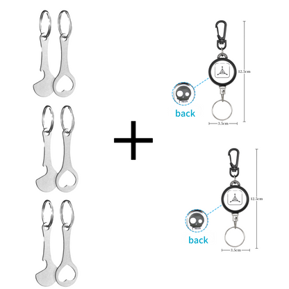 2 Pieces Stainless Steel Shopping Trolley Token Keyrings