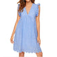 Summer V-neck short-sleeved hollow lace dress👗