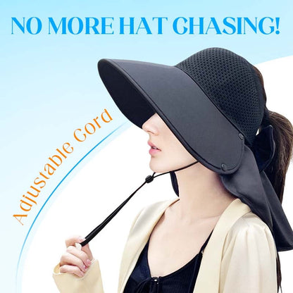 🌞2025 Summer Essentials😍 👒Wide Brim Sun Hat With Removable Neck Flap