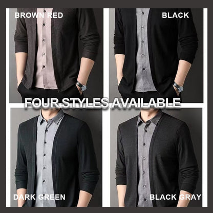 Men's fake two-piece shirt collar knitted cardigan
