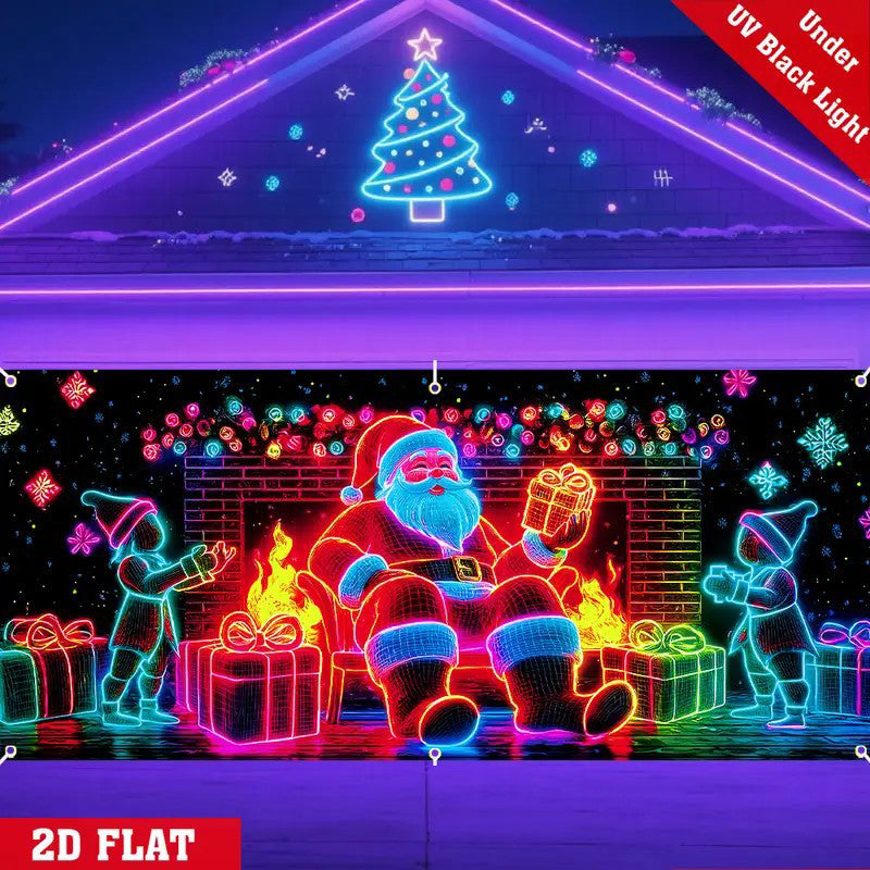 🎅🏻⏰Christmas Limited Sale 50% OFF!!🔥UV Reactive Christmas Garage Door Banner