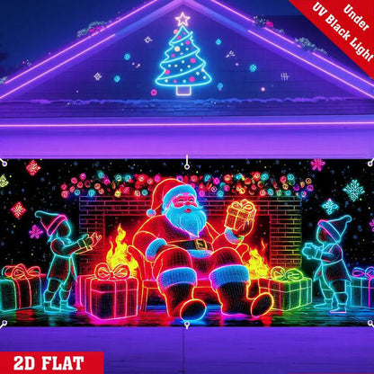 🎅🏻⏰Christmas Limited Sale 50% OFF!!🔥UV Reactive Christmas Garage Door Banner