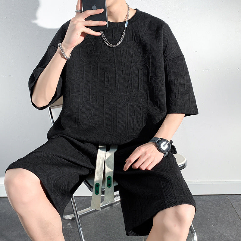 ✨Men's cotton Casual Loose Outfits Short  2 Pieces Suit👕