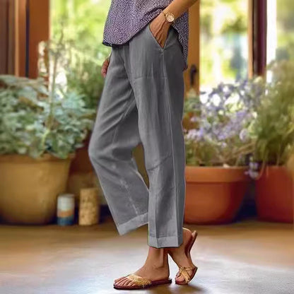 ⏳Time-limited Special⏰Cotton and linen loose elastic waist pocketed casual pants