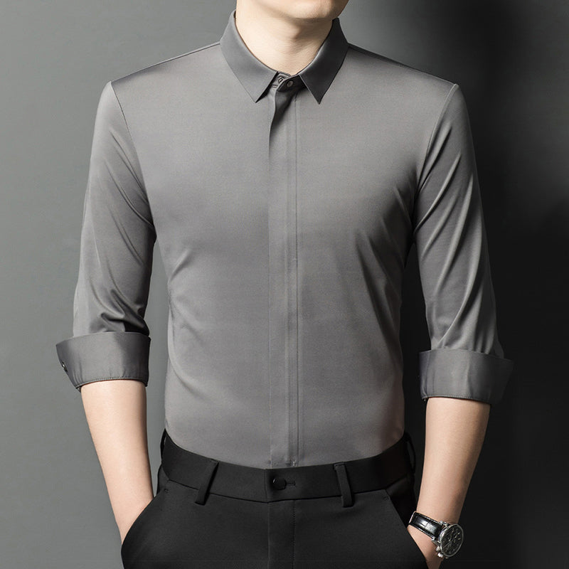 ✨👔2025 New Men's Classic Shirt with Hidden Zipper/ Easy to Put On and Take Off