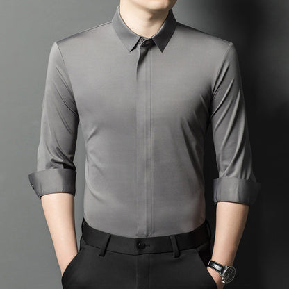 ✨👔2025 New Men's Classic Shirt with Hidden Zipper/ Easy to Put On and Take Off