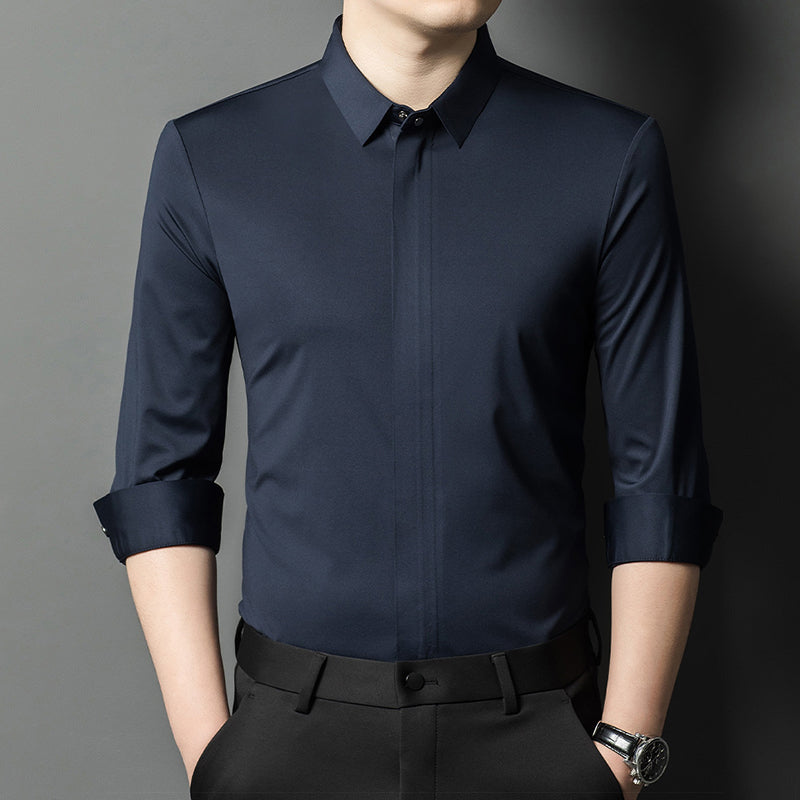 ✨👔2025 New Men's Classic Shirt with Hidden Zipper/ Easy to Put On and Take Off