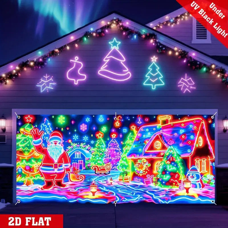 🎅🏻⏰Christmas Limited Sale 50% OFF!!🔥UV Reactive Christmas Garage Door Banner