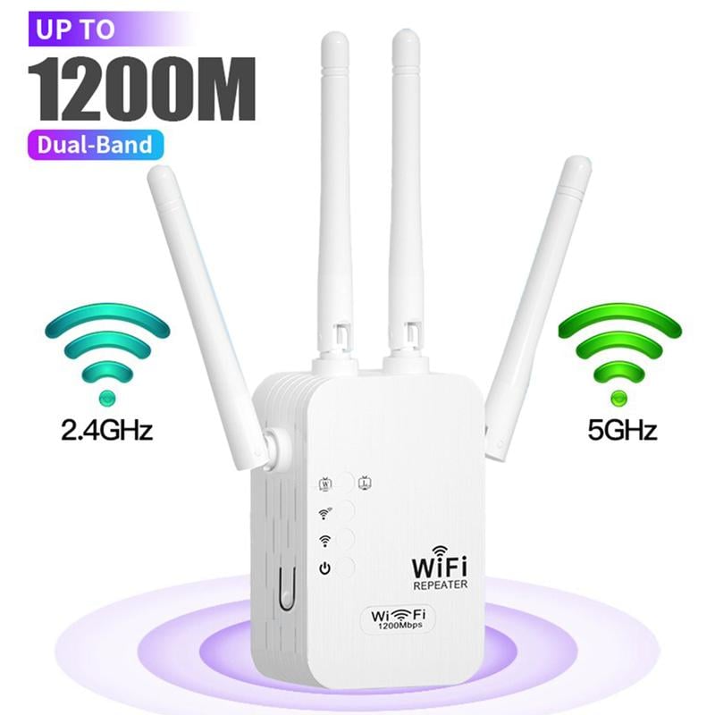🎁Last Day Promotion 49% 🔥WiFi Extender 2025,1200Mbps Dual Band (5GHz/2.4GHz) Signal Booster, Covers 10,000 sq. ft & 50 Devices, Repeater with Ethernet Port for Home, Gifts