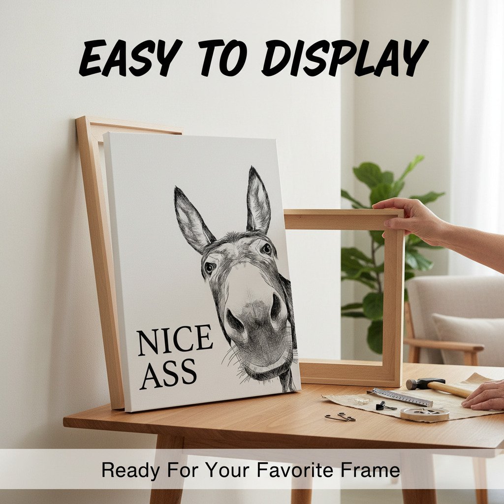 🥂 New Year, New Style: 50% Off Everything!Funny Bathroom Wall Art - "Nice Ass" Donkey Print