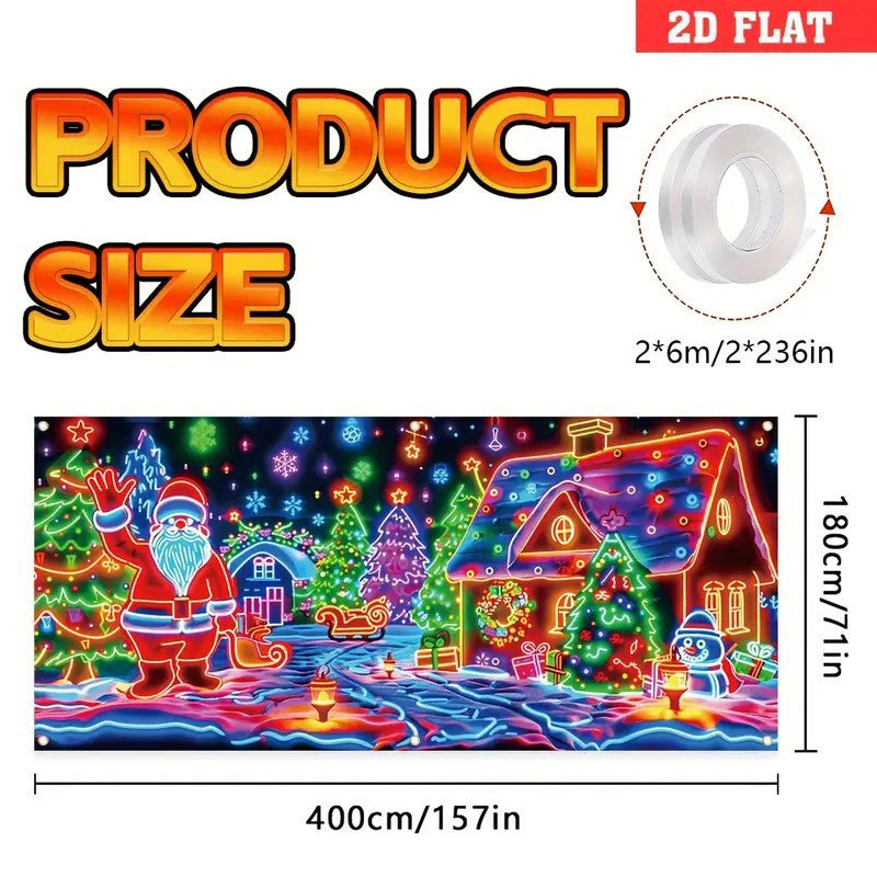 🎅🏻⏰Christmas Limited Sale 50% OFF!!🔥UV Reactive Christmas Garage Door Banner