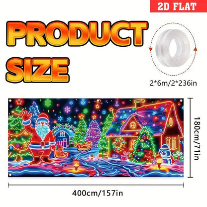 🎅🏻⏰Christmas Limited Sale 50% OFF!!🔥UV Reactive Christmas Garage Door Banner