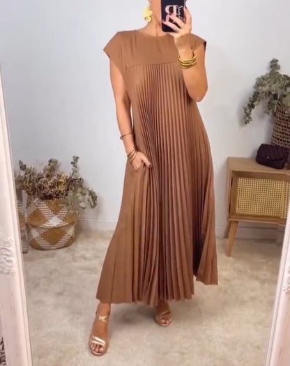 🔥Hot Sale🔥Women Pleated Simple Solid Colour Dress👗