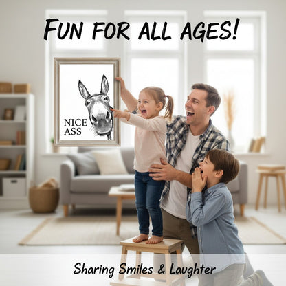 🥂 New Year, New Style: 50% Off Everything!Funny Bathroom Wall Art - "Nice Ass" Donkey Print