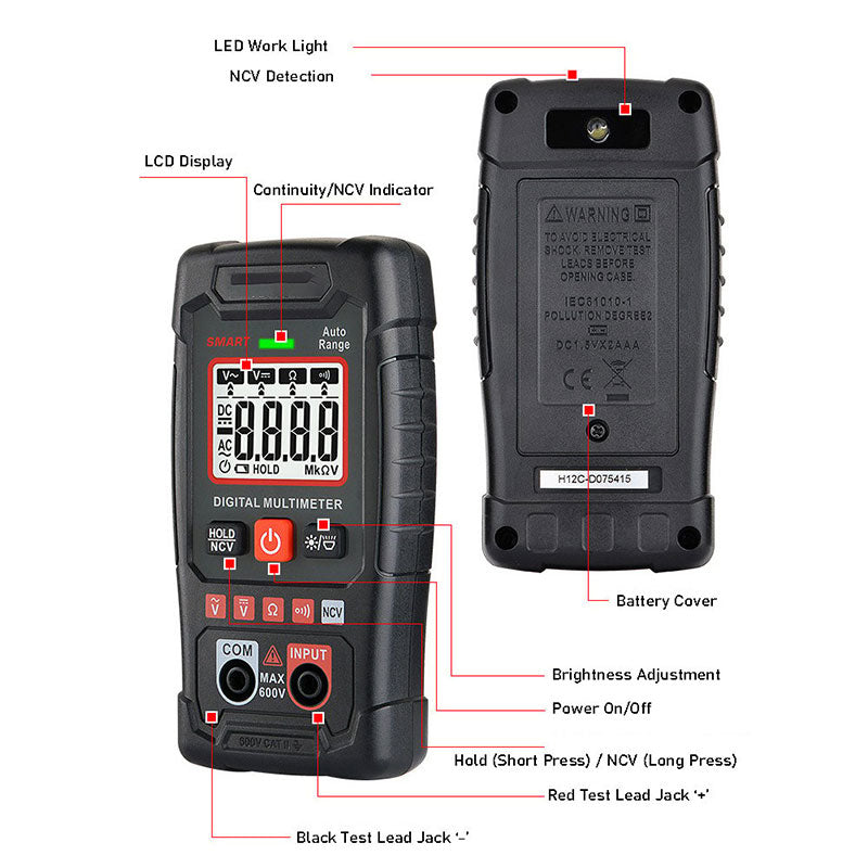 🔧⚡️ Smart Anti-Burn Multimeter! 4000-Count Auto-Ranging, Palm-Sized Zero-Fail Measurement Tool ✨