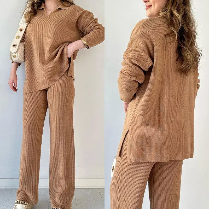 🎉New product launch💐-- V-neck casual slit knitted two-piece set