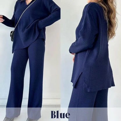 🎉New product launch💐-- V-neck casual slit knitted two-piece set