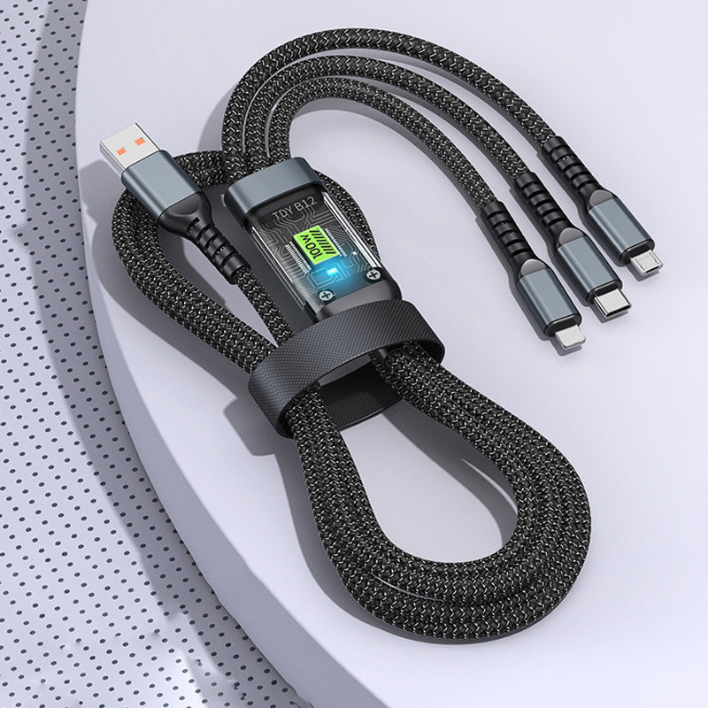 Transparent Luminous 3-in-1 Super Fast Charging Cable！