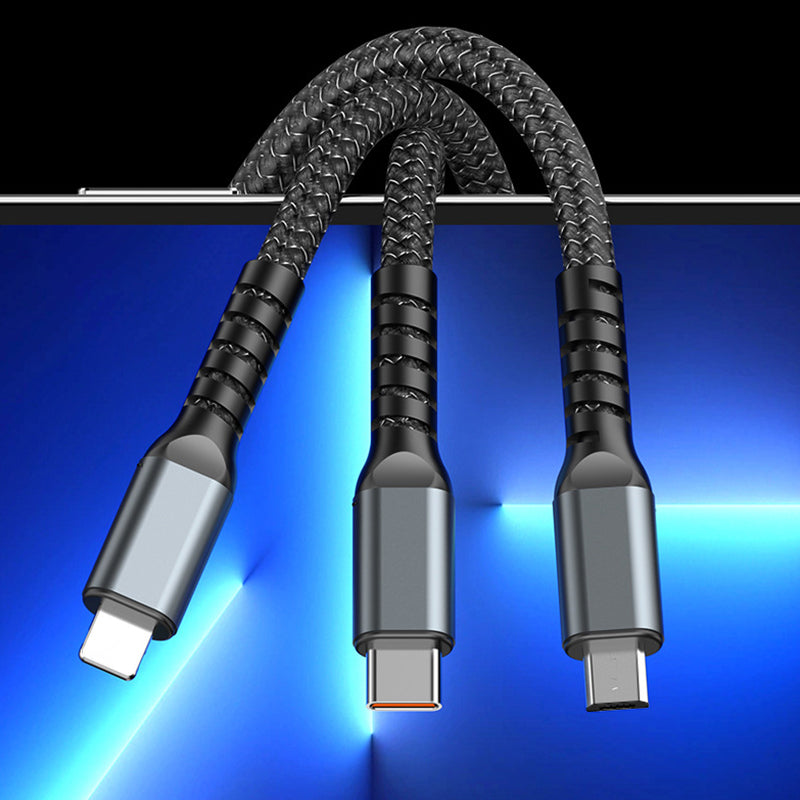 Transparent Luminous 3-in-1 Super Fast Charging Cable！