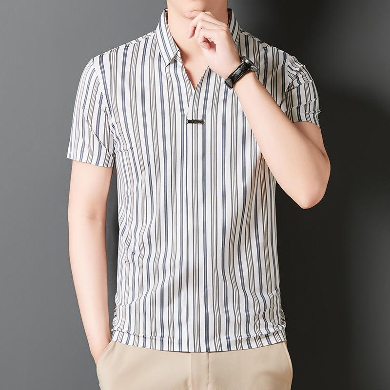 Men's Summer Striped Short Sleeve Shirt（50% OFF）